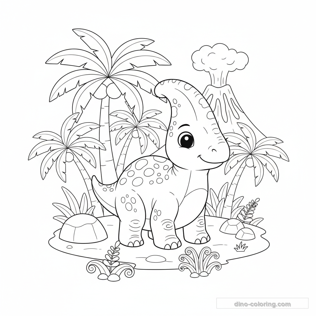 Desenho Baby Parasaurolophus para Colorir #7