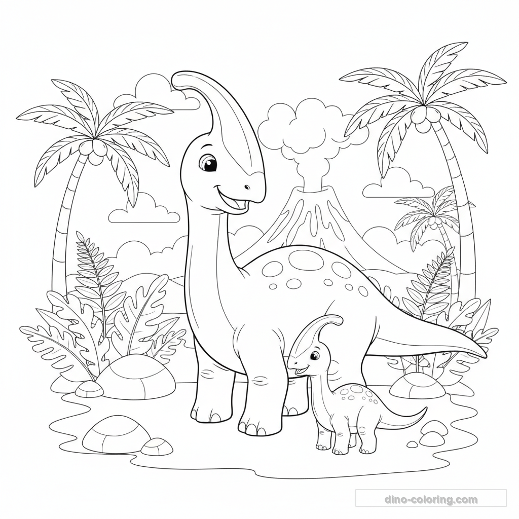 Desenho Parasaurolophus Family para Colorir #8