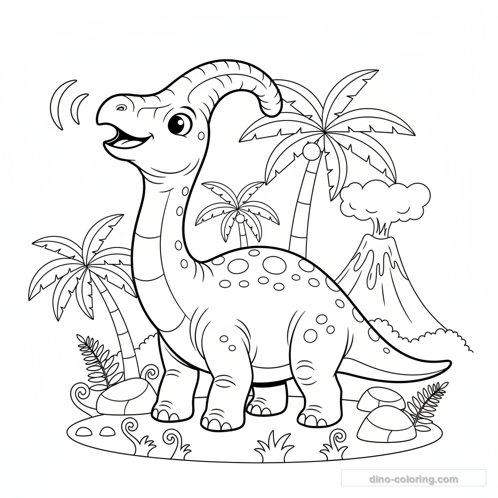 Disegno Calling Parasaurolophus da Colorare #38