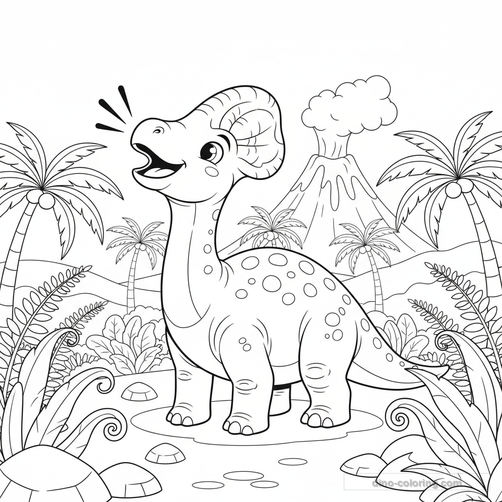 Dibujo Calling Parasaurolophus para Colorear #3