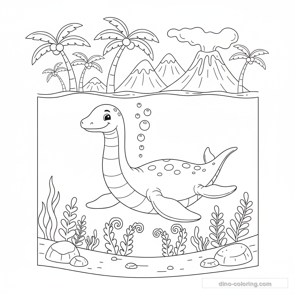 Swimming Plesiosaur Ausmalbild #2