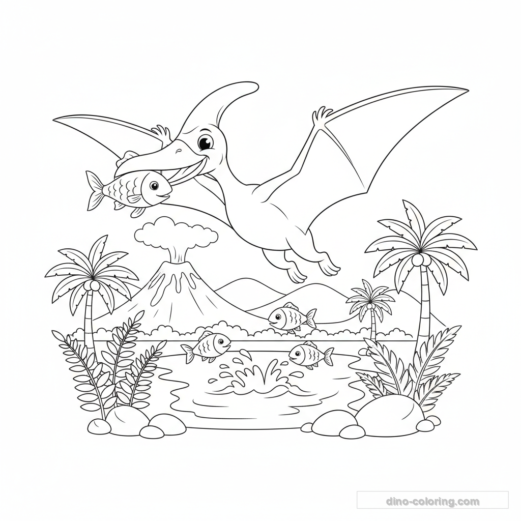 Disegno Fishing Pteranodon da Colorare #22