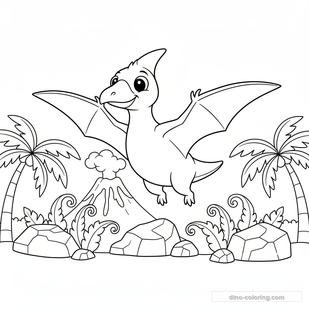 Disegno Cute Pteranodon da Colorare #5