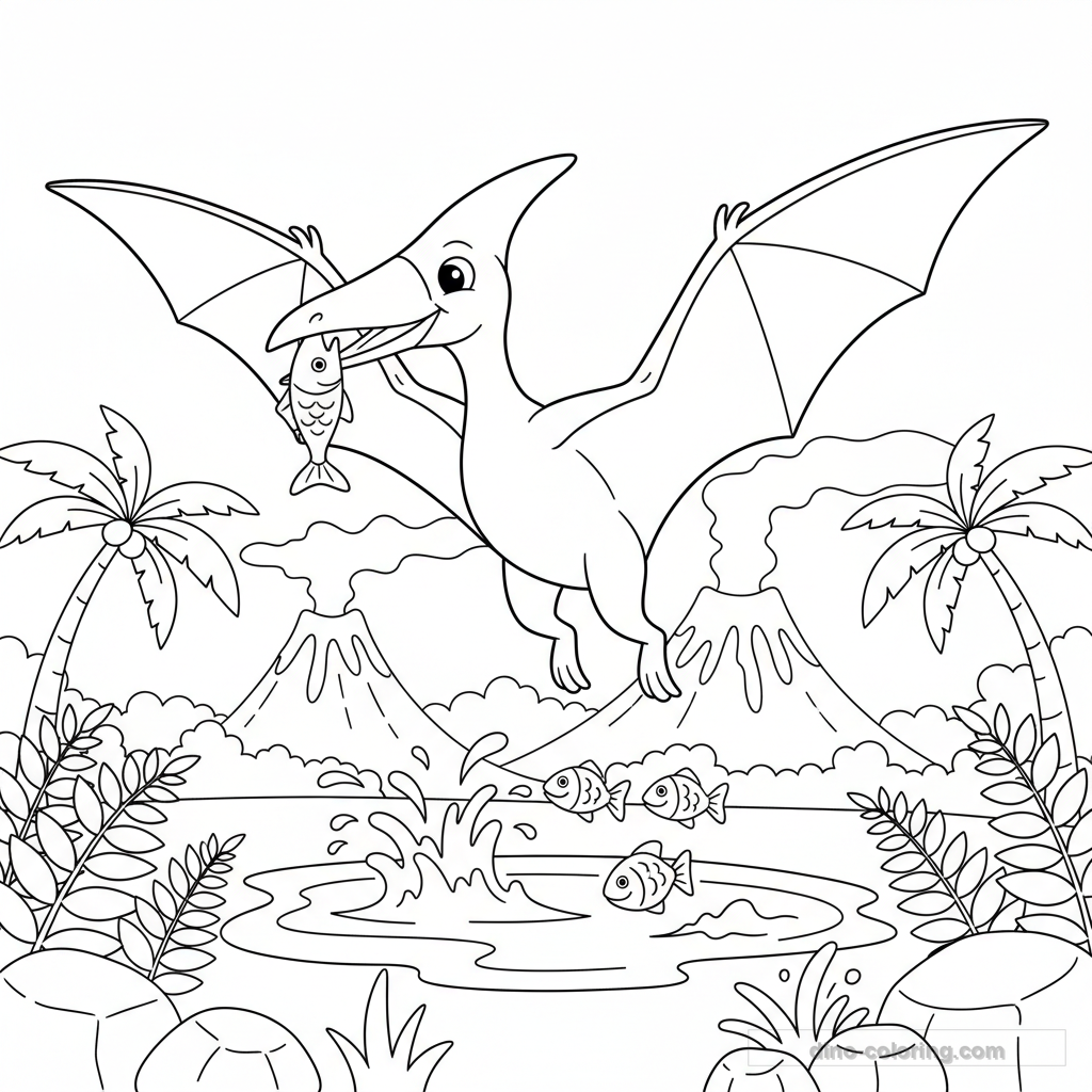 Desenho Fishing Pteranodon para Colorir #39