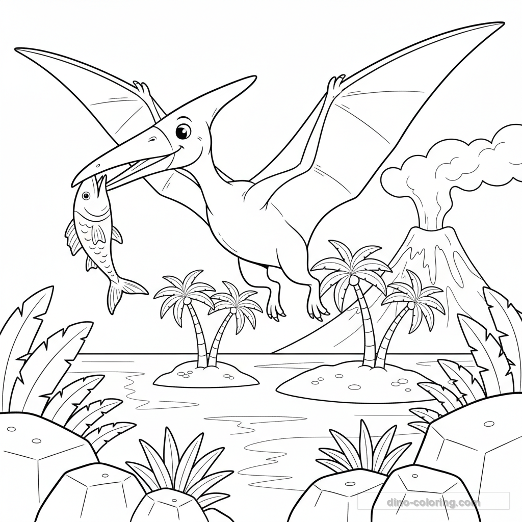 Disegno Fishing Pteranodon da Colorare #9
