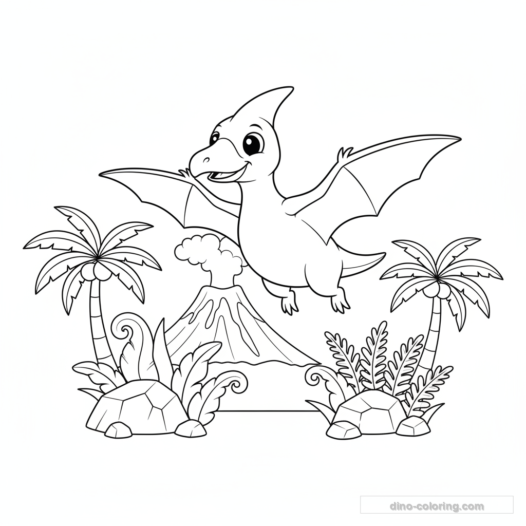 Disegno Cute Pteranodon da Colorare #9