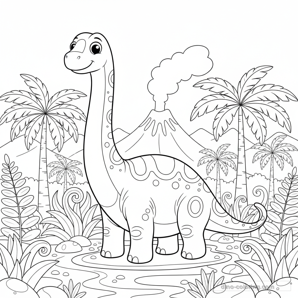 Disegno Prehistoric Forest da Colorare #8