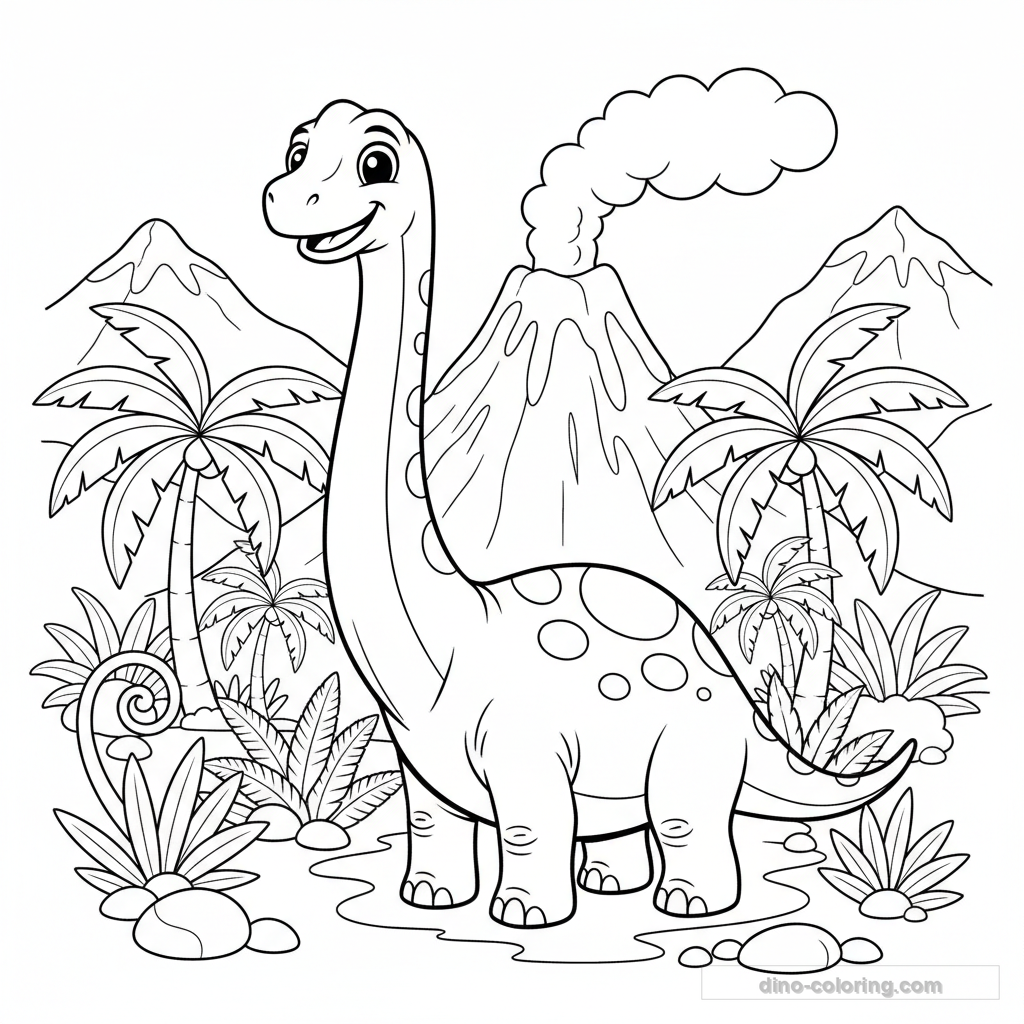 Volcanic Prehistoric Scene Ausmalbild #2