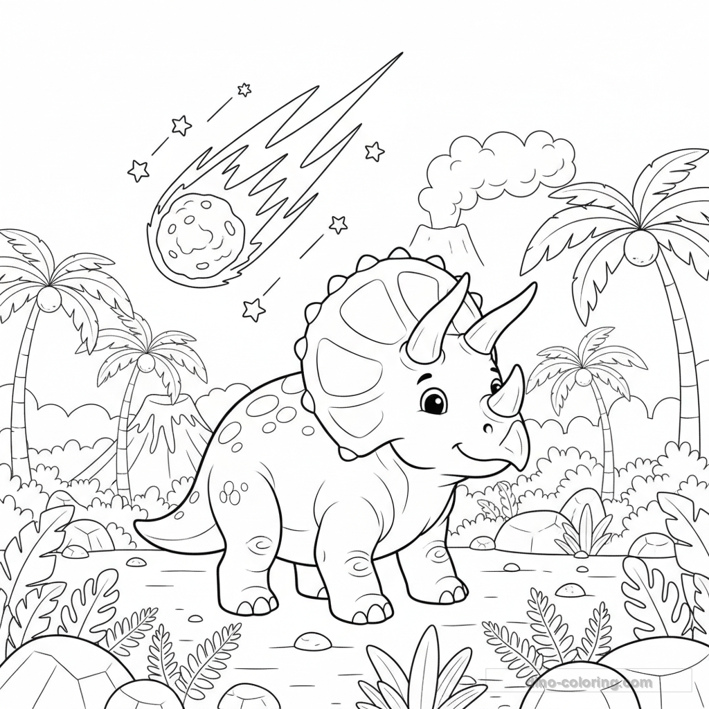 Desenho Meteor Dinosaur Scene para Colorir #12