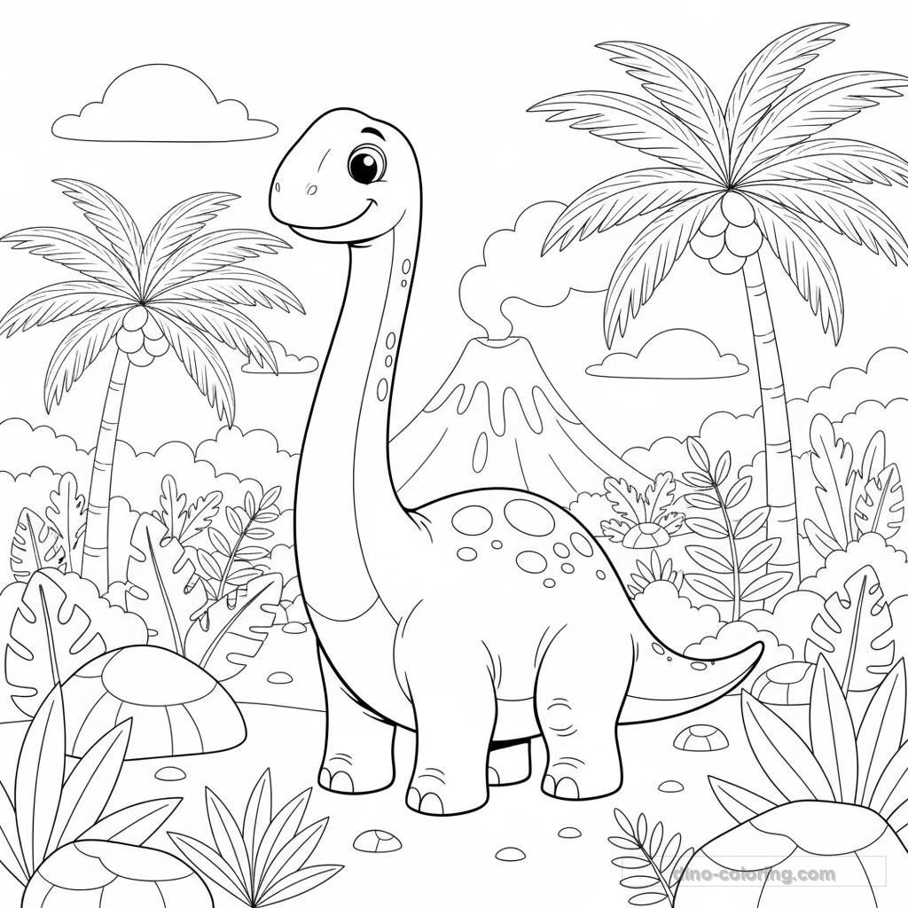 Jungle Dinosaur Scene Ausmalbild #7