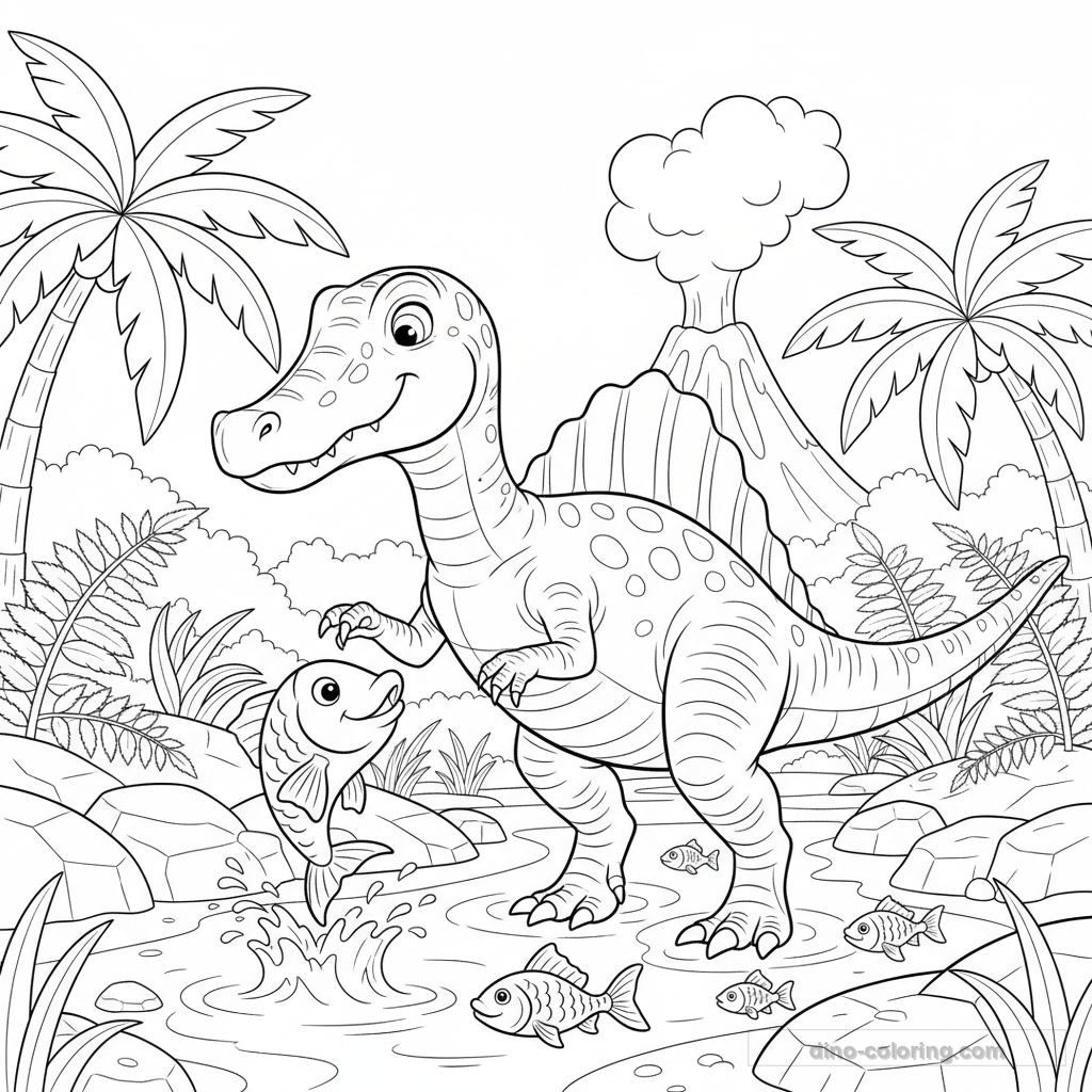 Desenho Fishing Spinosaurus para Colorir #15