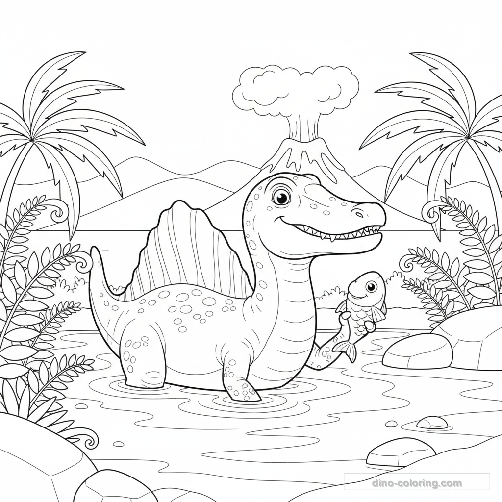 Desenho Aquatic Spinosaurus para Colorir #16