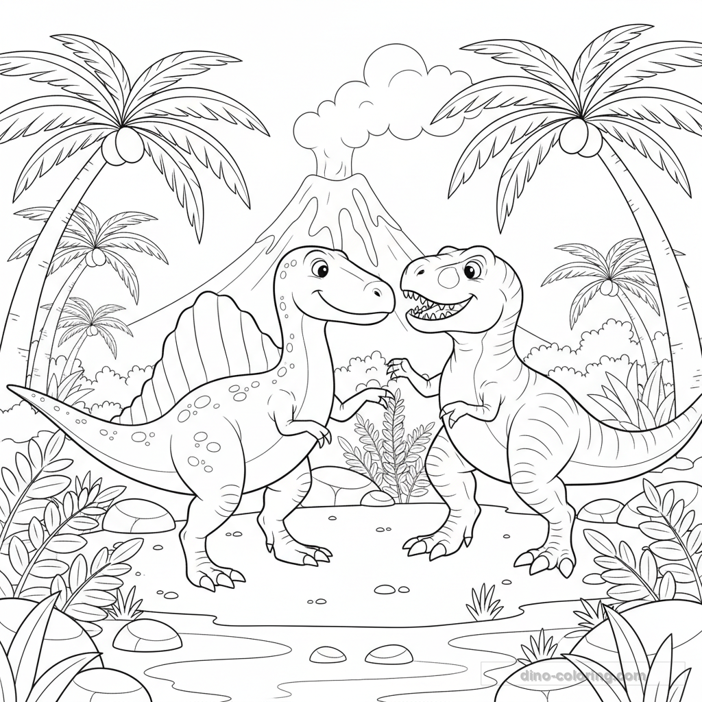 Spinosaurus vs T-Rex Ausmalbild #26