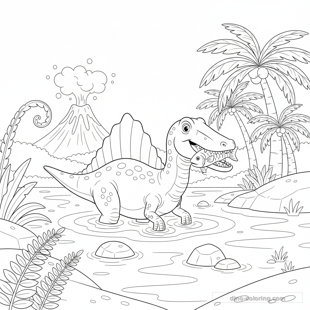 Desenho Aquatic Spinosaurus para Colorir #25