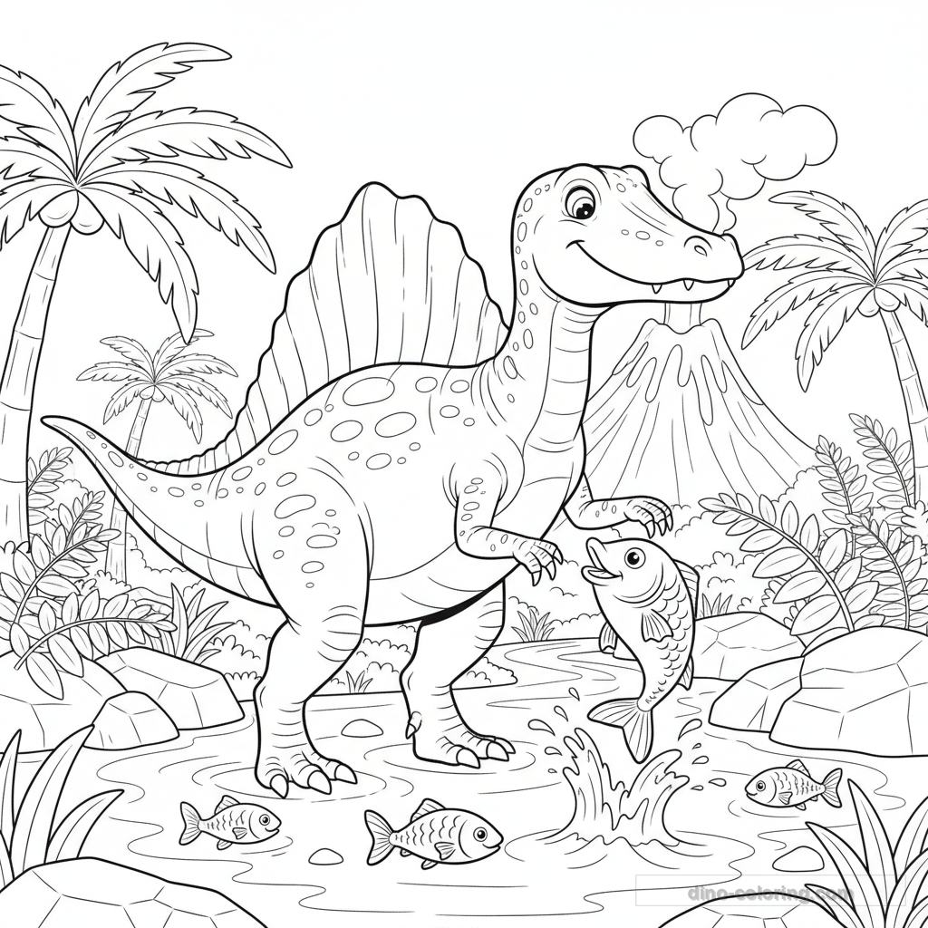 Dibujo Fishing Spinosaurus para Colorear #8