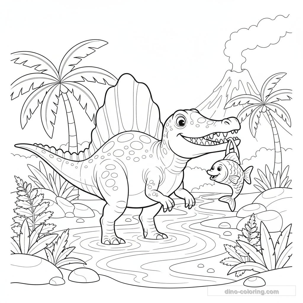 Desenho Fishing Spinosaurus para Colorir #5