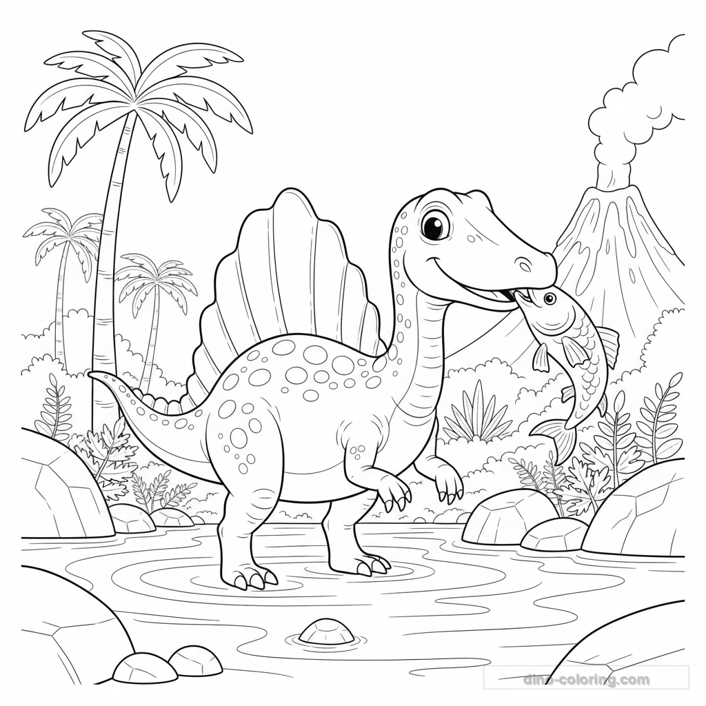 Desenho Fishing Spinosaurus para Colorir #8