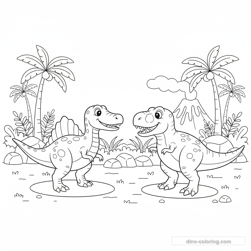 Spinosaurus vs T-Rex Ausmalbild #38