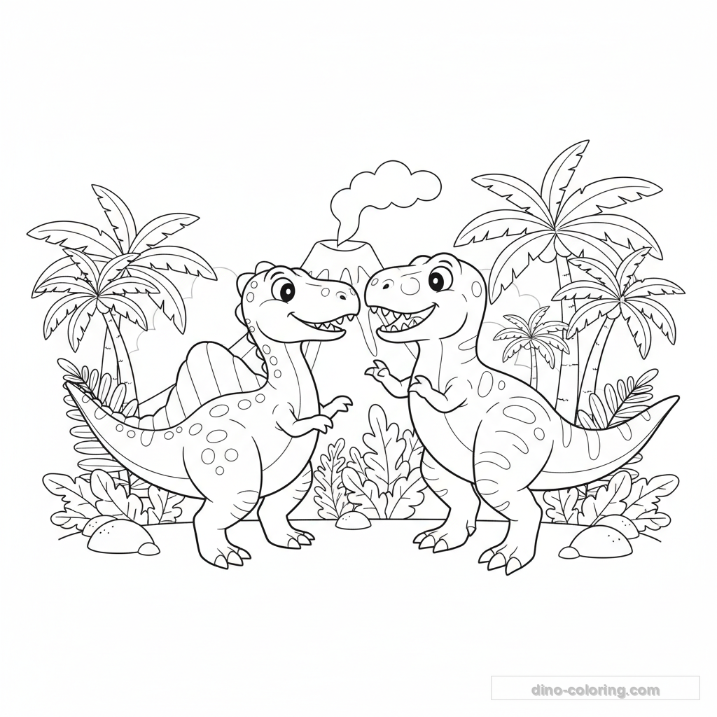Desenho Spinosaurus vs T-Rex para Colorir #10