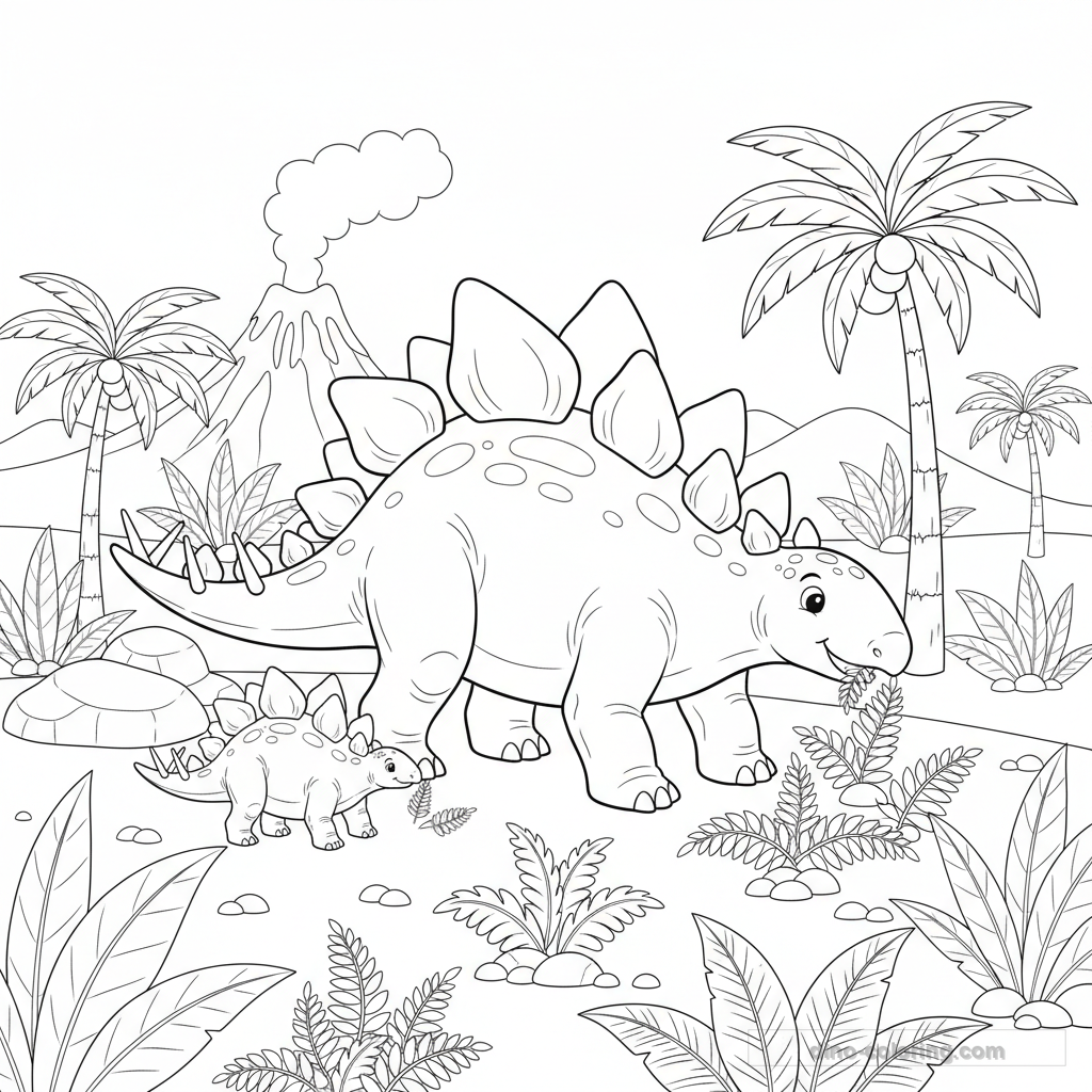 Disegno Stegosaurus Family da Colorare #4