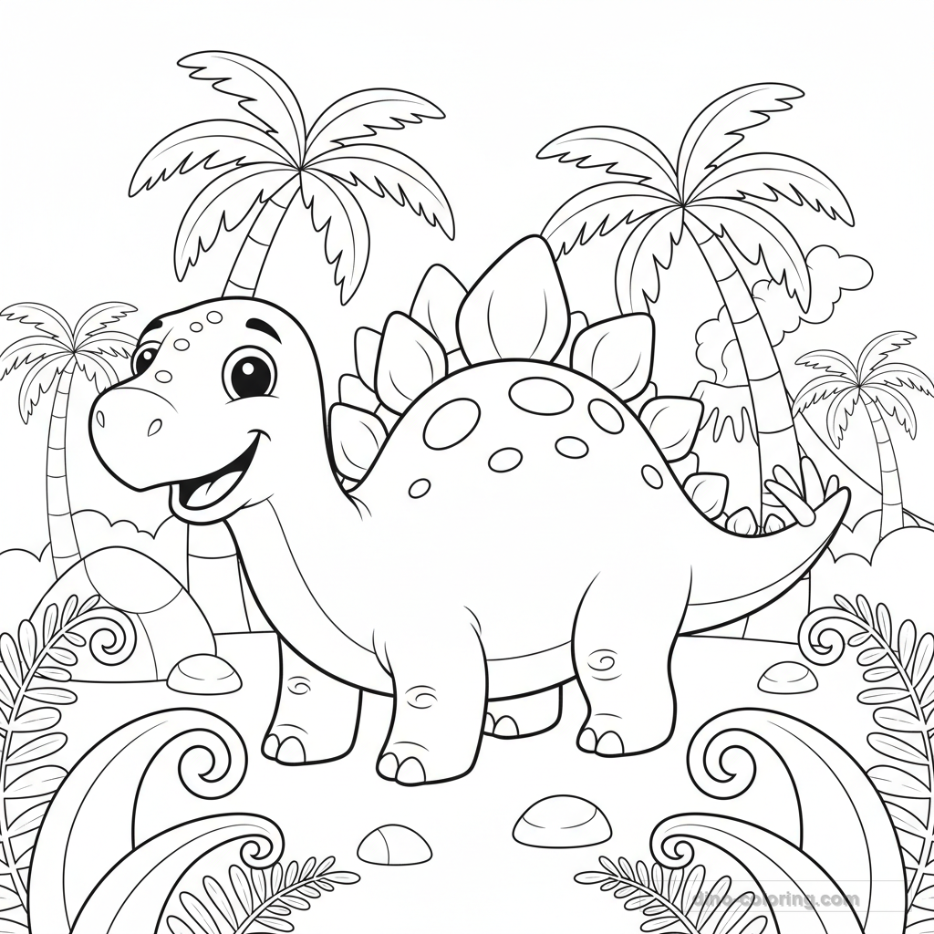 Desenho Friendly Stegosaurus para Colorir #37