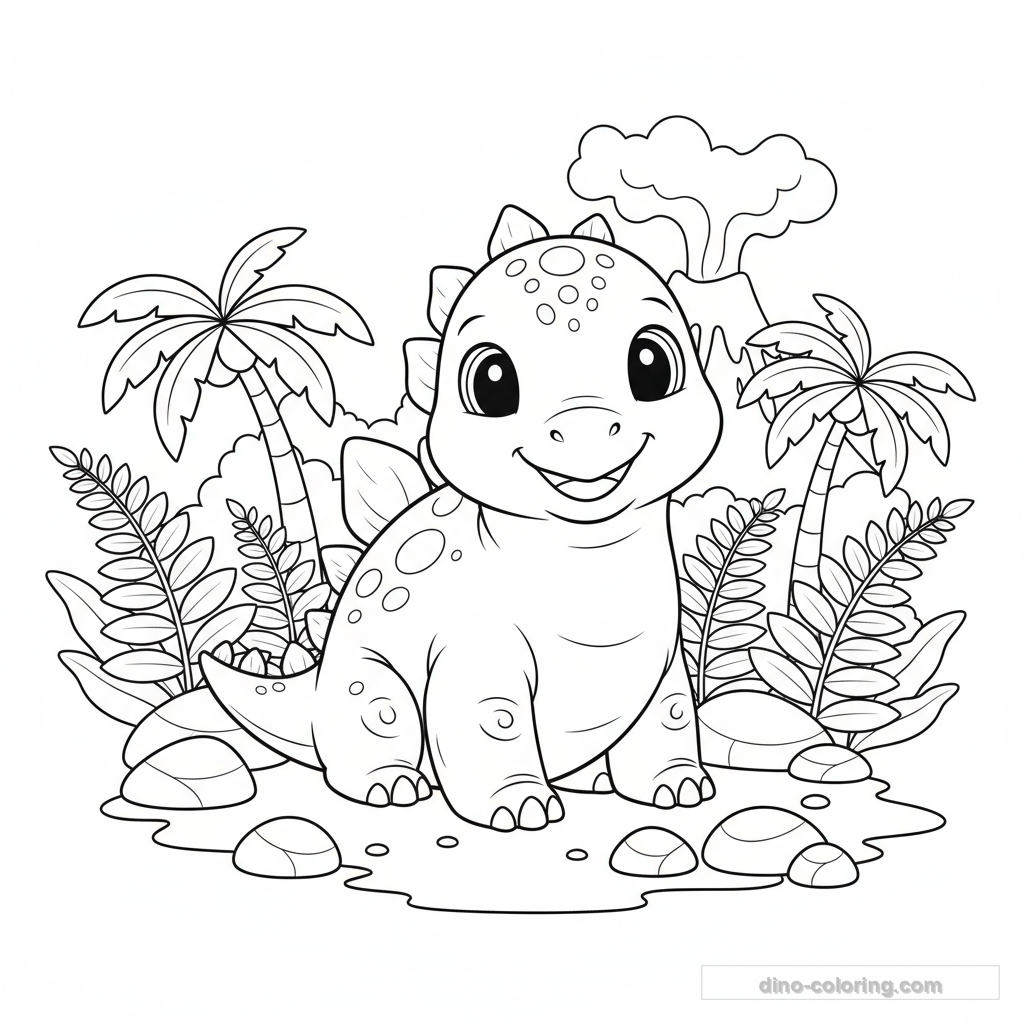 Desenho Baby Stegosaurus para Colorir #23