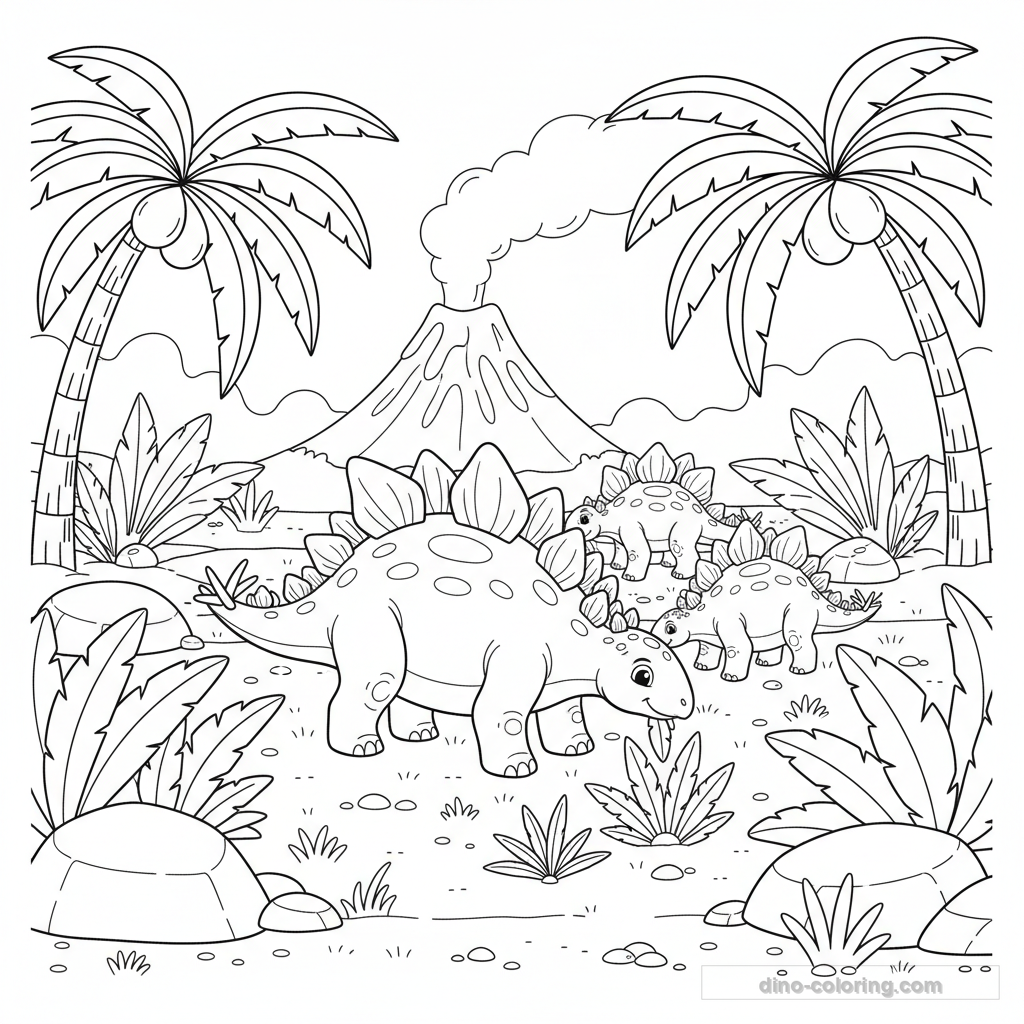 Desenho Stegosaurus Family para Colorir #25