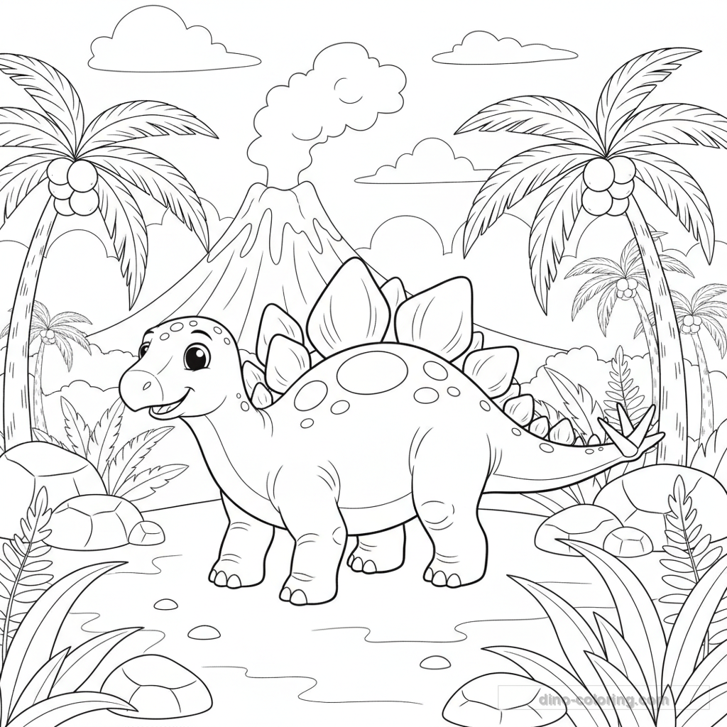 Desenho Forest Stegosaurus para Colorir #13