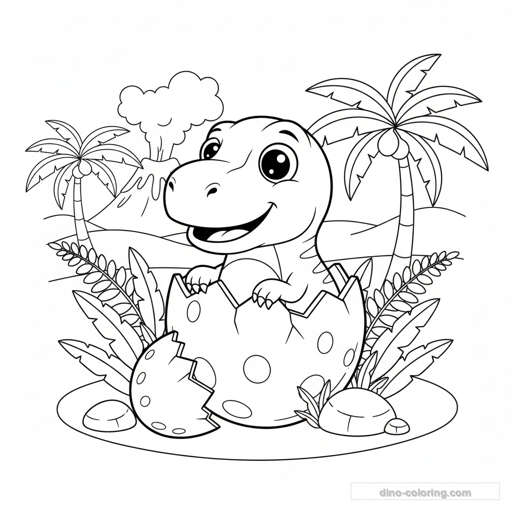 Desenho Baby T-Rex Hatching para Colorir #10