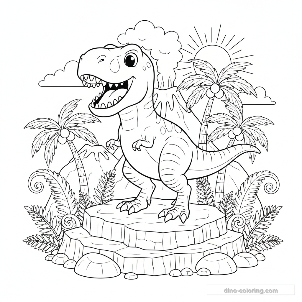 Desenho T-Rex on Rock para Colorir #11