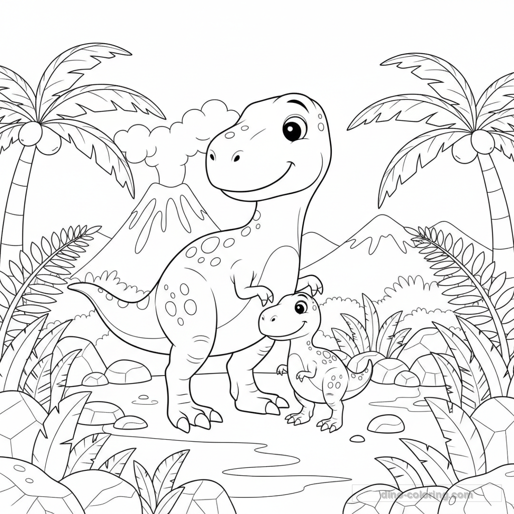 Desenho T-Rex Family para Colorir #43