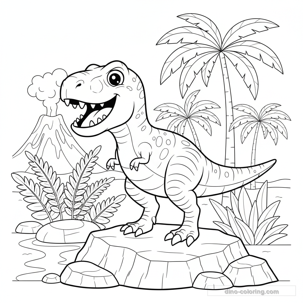 Desenho T-Rex on Rock para Colorir #26