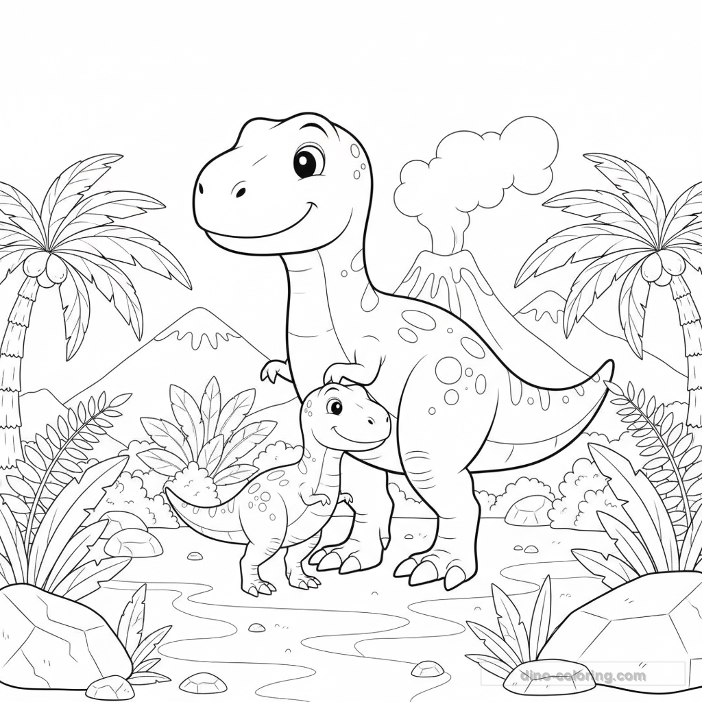 Desenho T-Rex Family para Colorir #9