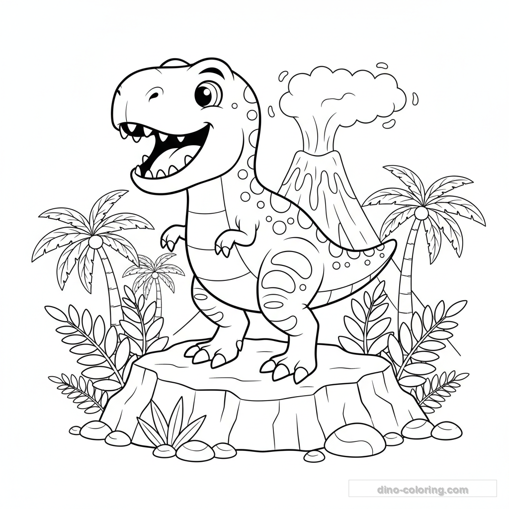 Dibujo T-Rex on Rock para Colorear #7