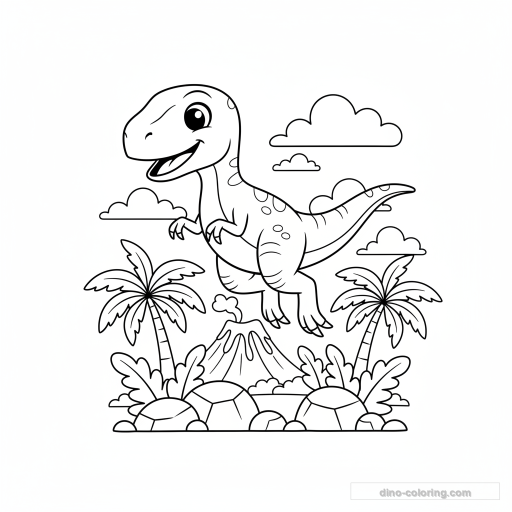 Disegno Jumping Velociraptor da Colorare #13