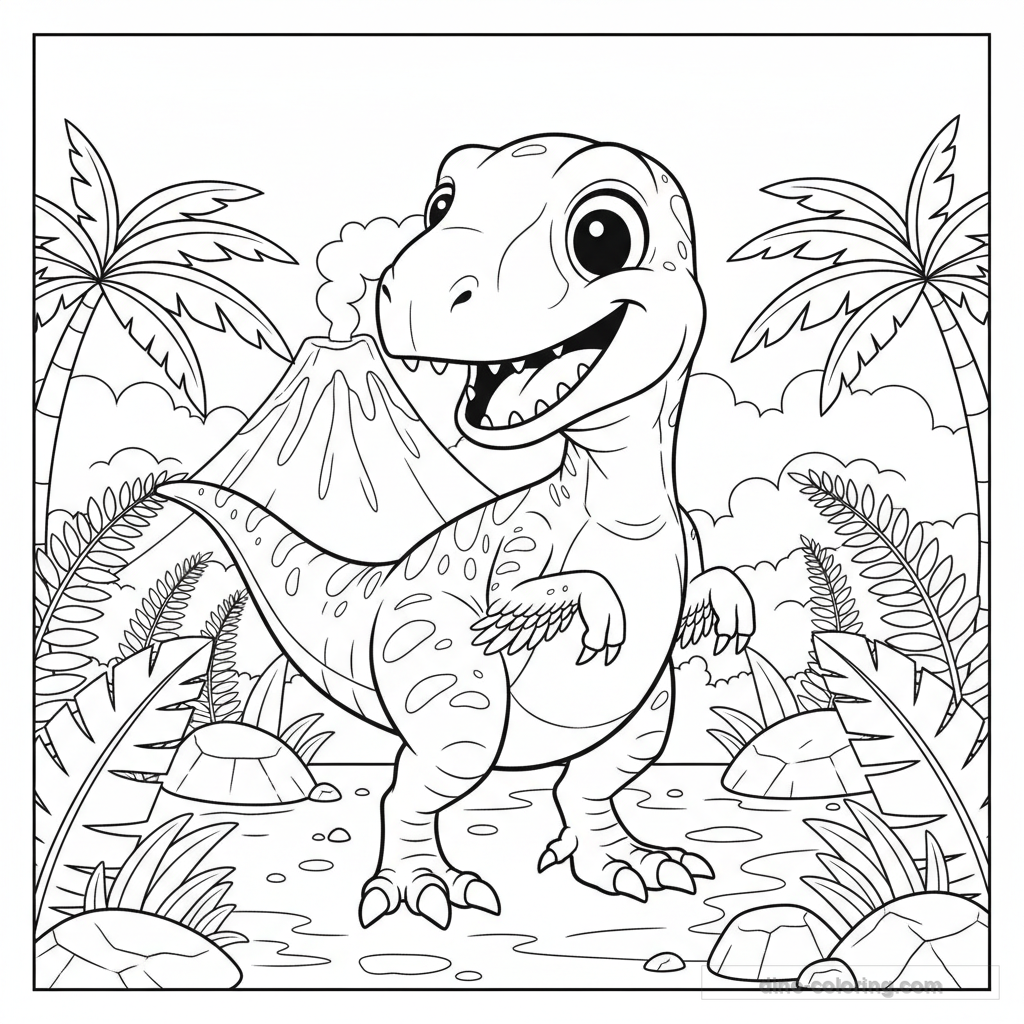 Disegno Friendly Velociraptor da Colorare #14