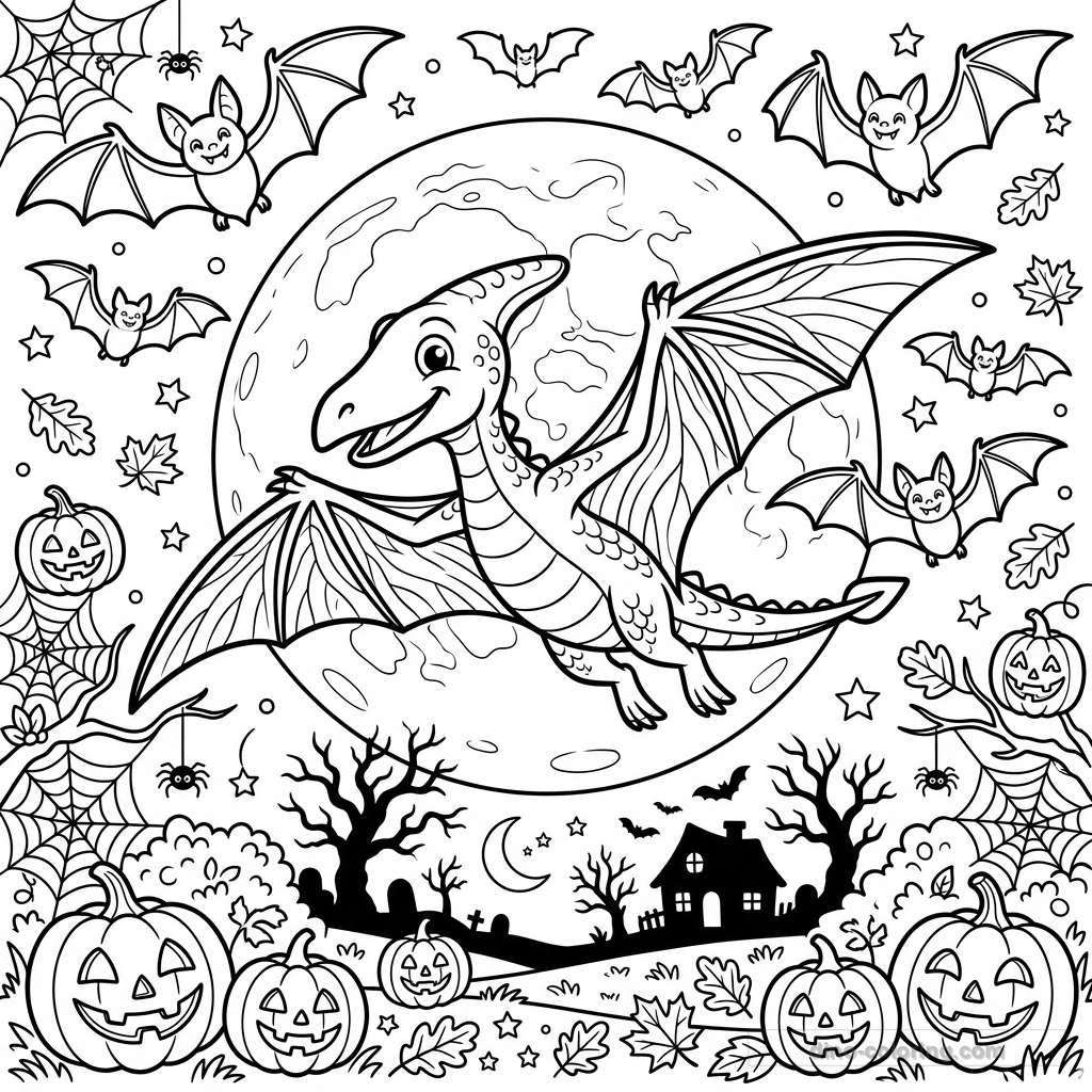 Dibujo Moonlit Pterodactyl para Colorear #10