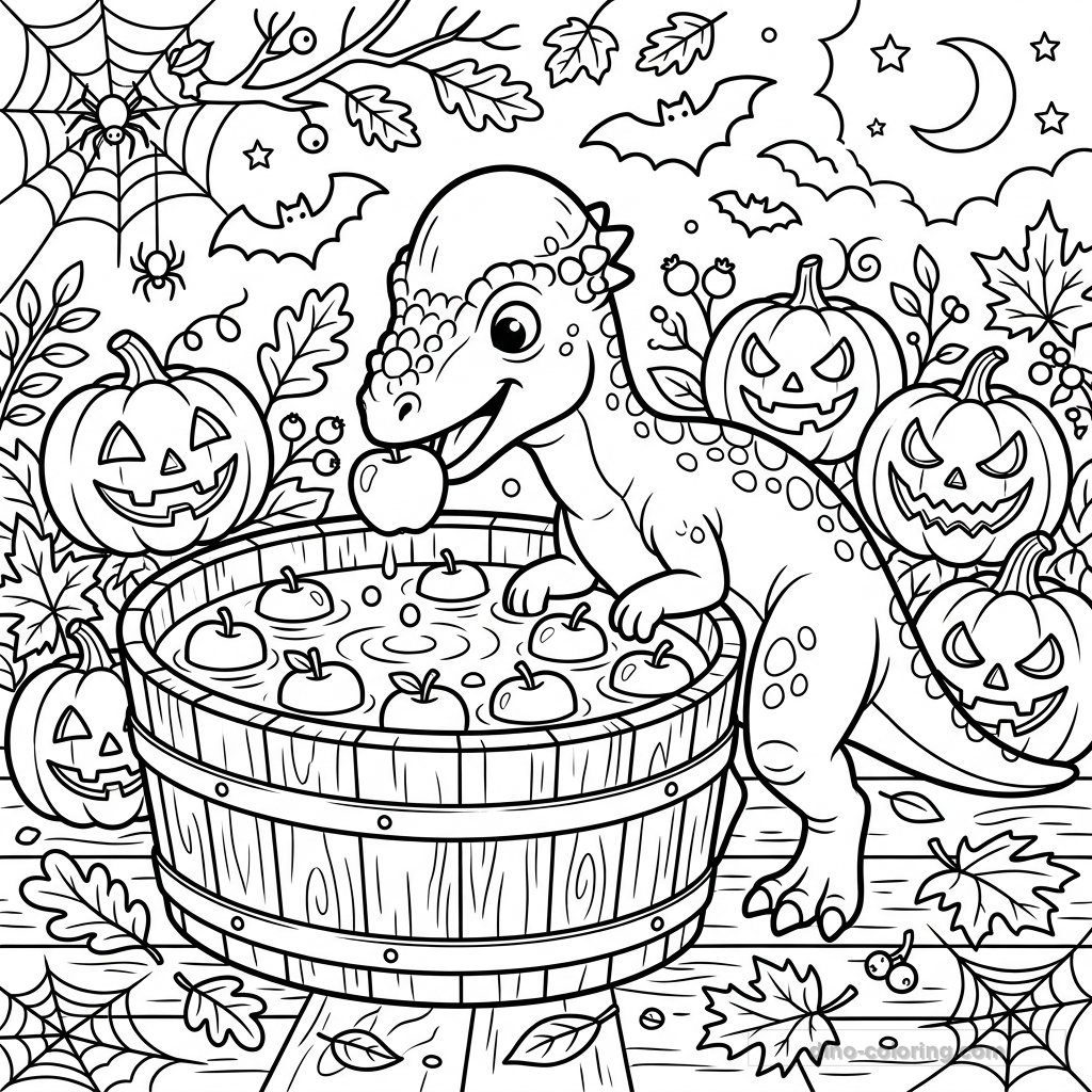 Apple Bobbing Pachycephalosaurus Ausmalbild #1